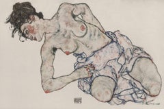 E. Strache, Handzeichnungen folio, "Kneeling Female, Semi-Nude" Collotype plate
