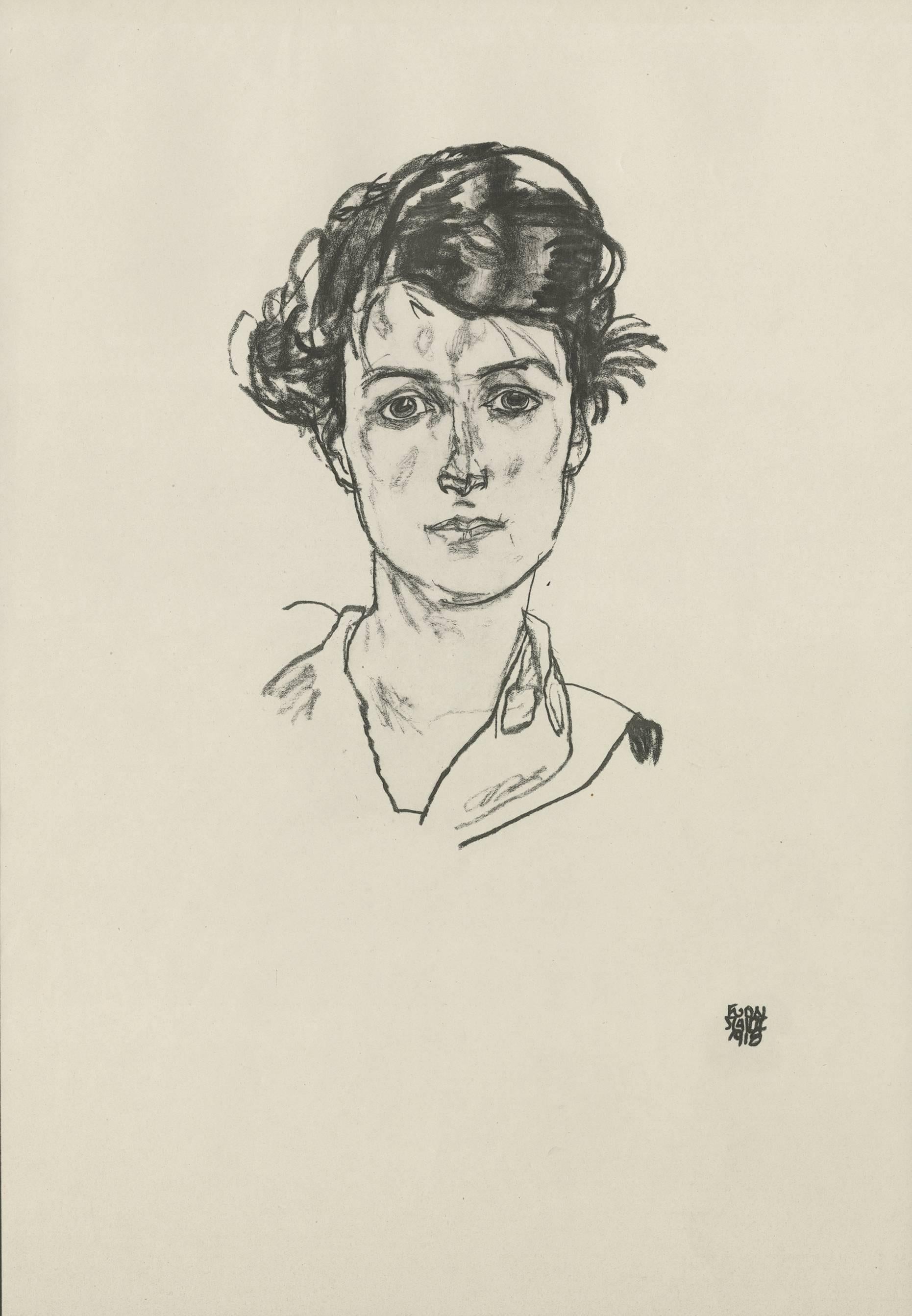 E. Strache, Handzeichnungen folio, "Portrait Study (Head of a Girl)" Collotype