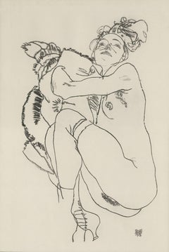 E. Strache, Handzeichnungen folio, "Reclining Female Nude Glancing Up" Collotype