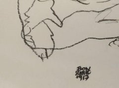 Edith Schiele mit Hund Lord - Original Lithographie nach Egon Schiele