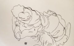 Edith Schiele mit Hund Lord - Original Lithograph After Egon Schiele