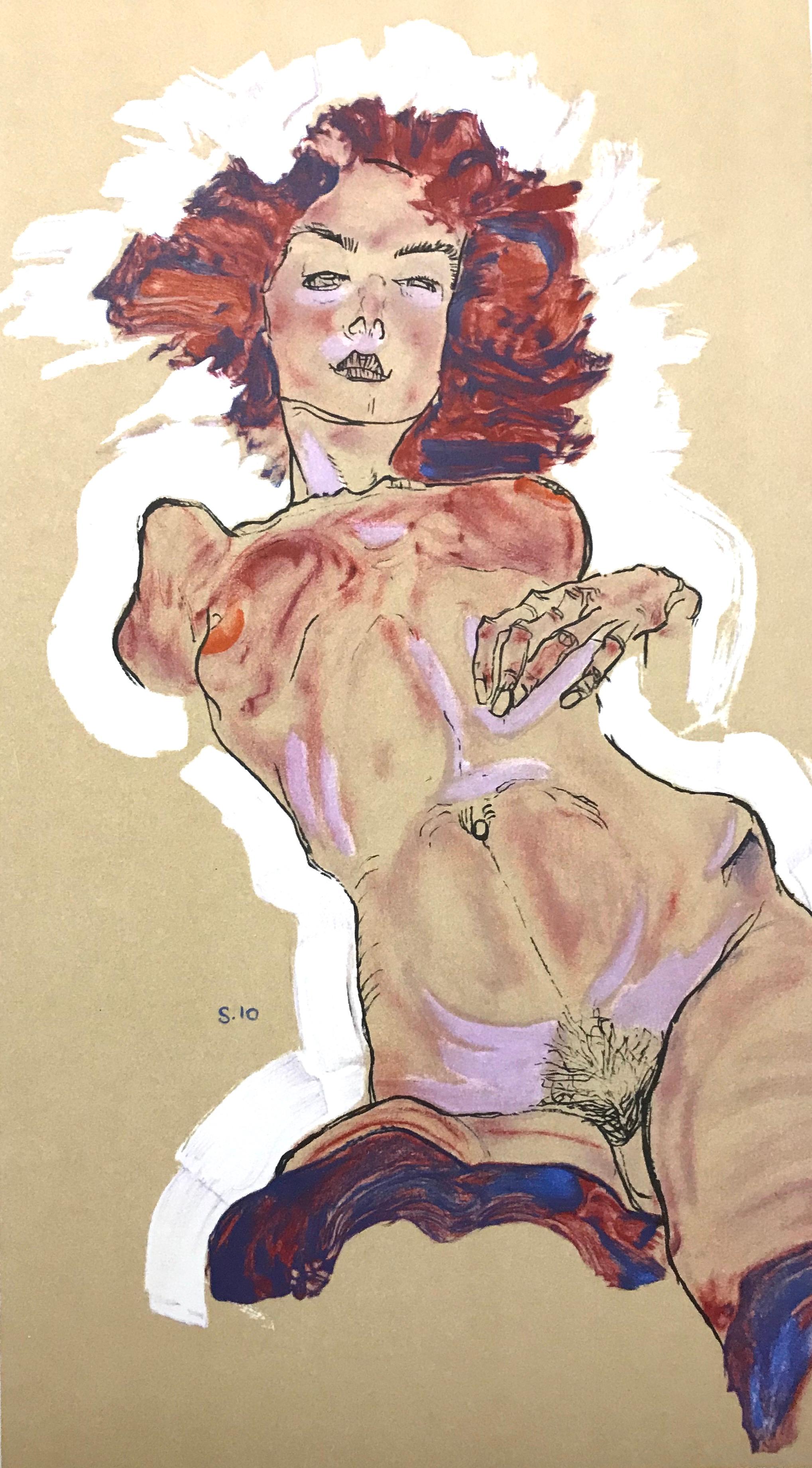 (after) Egon Schiele Nude Print - Female Nude - 2000s - Lithograph - Modern Art