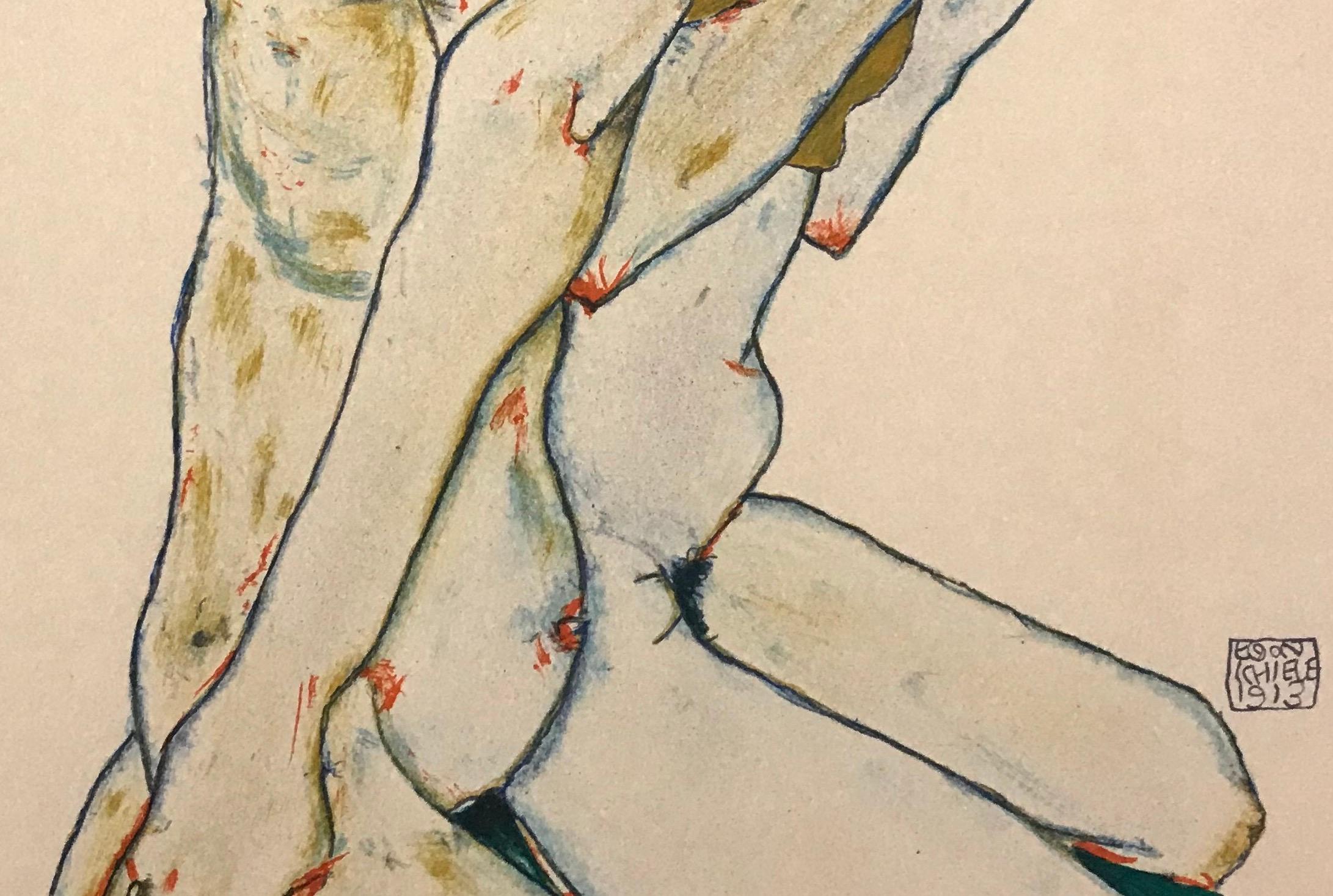 Friendship - 2000s - Lithograph - Modern Art - Beige Nude Print by (after) Egon Schiele