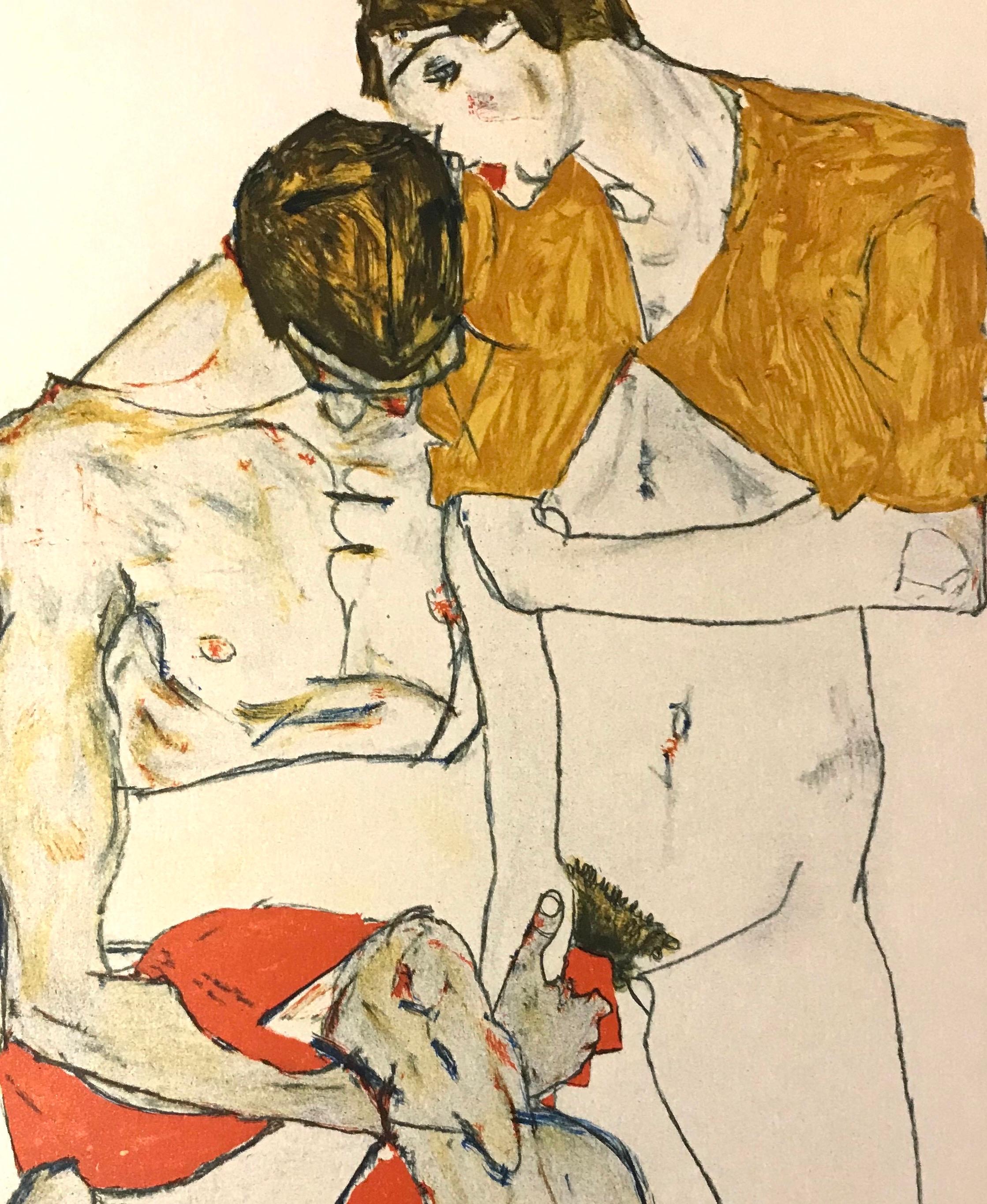 Amanti - Anni 2000 - Litografia - Arte moderna - Print di (after) Egon Schiele