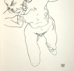 Lying Nude der Frau – Collotype-Druck nach Egon Schiele – 1920