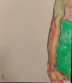 Mädchen mit grünem Rock - Original Lithograph After E. Schiele