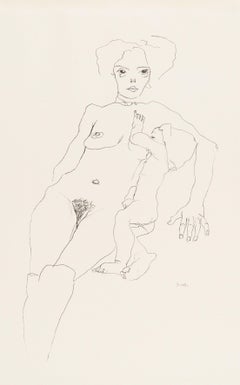 Mère et enfant - Impression Collotype d'après Egon Schiele - 1920