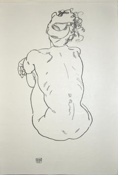 Nude of woman - Original Collotype Print After Egon Schiele - 1920