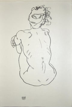 Nude of woman - Original Collotype Print After Egon Schiele - 1920