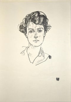 Portrait d'une jeune femme - Impression Collotype originale d'après Egon Schiele - 1920