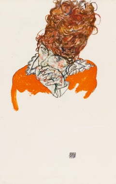 Portrait Study: Mrs E. Sch. - Original Collotype Print After Egon Schiele - 1920