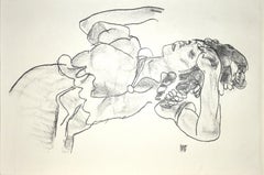 Reclining Girl - Original Collotype Print After Egon Schiele - 1920