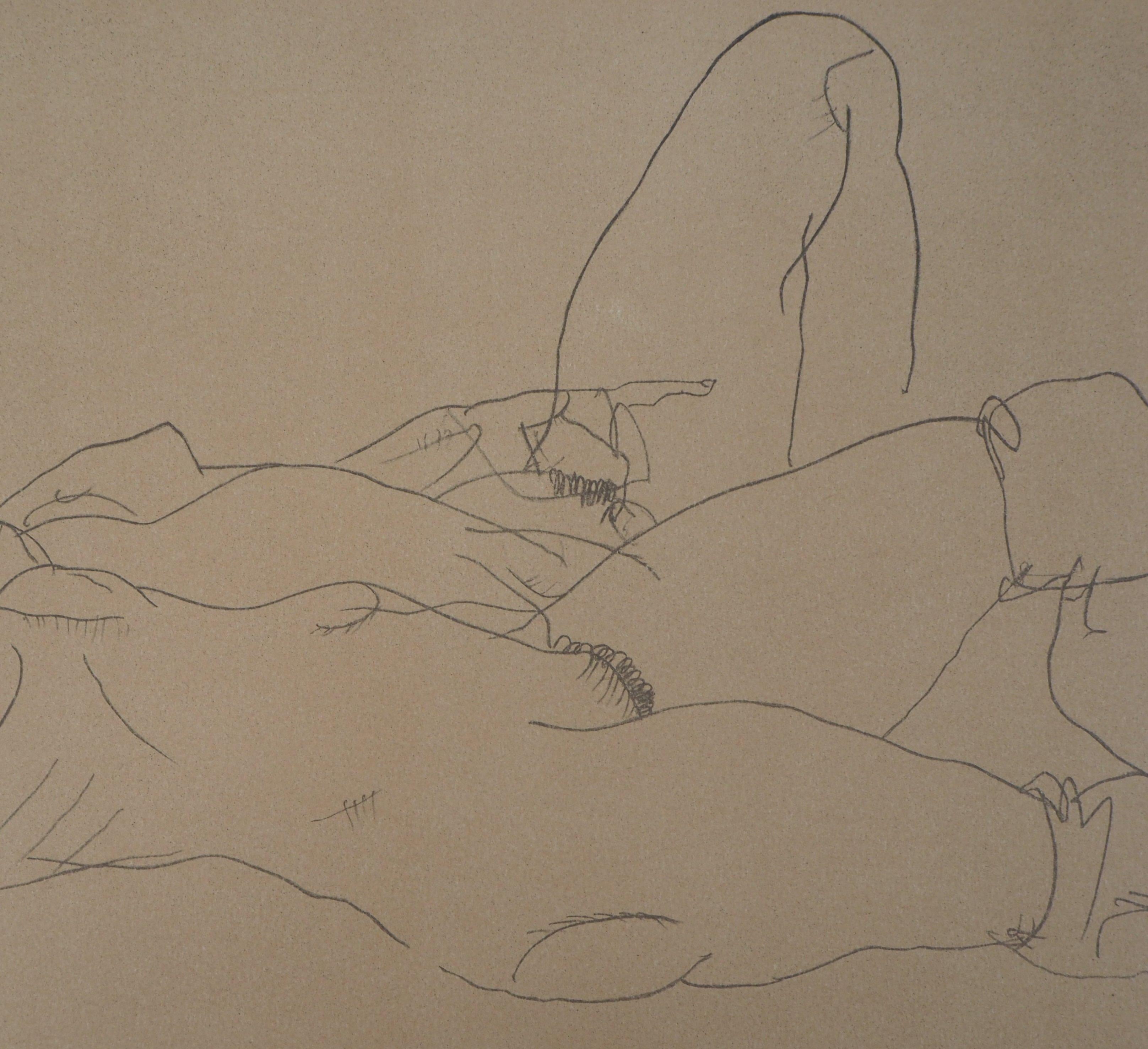 Reclining Nude Twins - Lithograph - Modern Print by (after) Egon Schiele