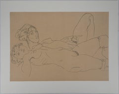 Reclining Nude Twins - Lithograph
