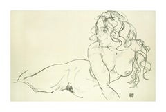 Liegender Akt mit erhabener Schulter – 2000er Jahre – Lithographie nach Egon Schiele