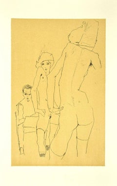 Schiele Drawing a Nude Model [...] - Lithograph after E. Schiele - 2007