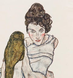 Sitting Modell – Original Collotype-Druck nach Egon Schiele – 1920