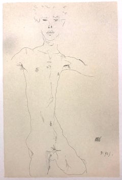Standing Male Nude  - 2000s - Lithograph - Modern Art