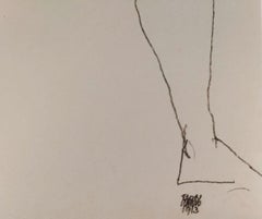 Stehende Frau beim Masturbieren – Original Lithographie nach Egon Schiele