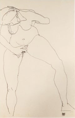 Stehende Frau Masturbierend - Original Lithograph After Egon Schiele