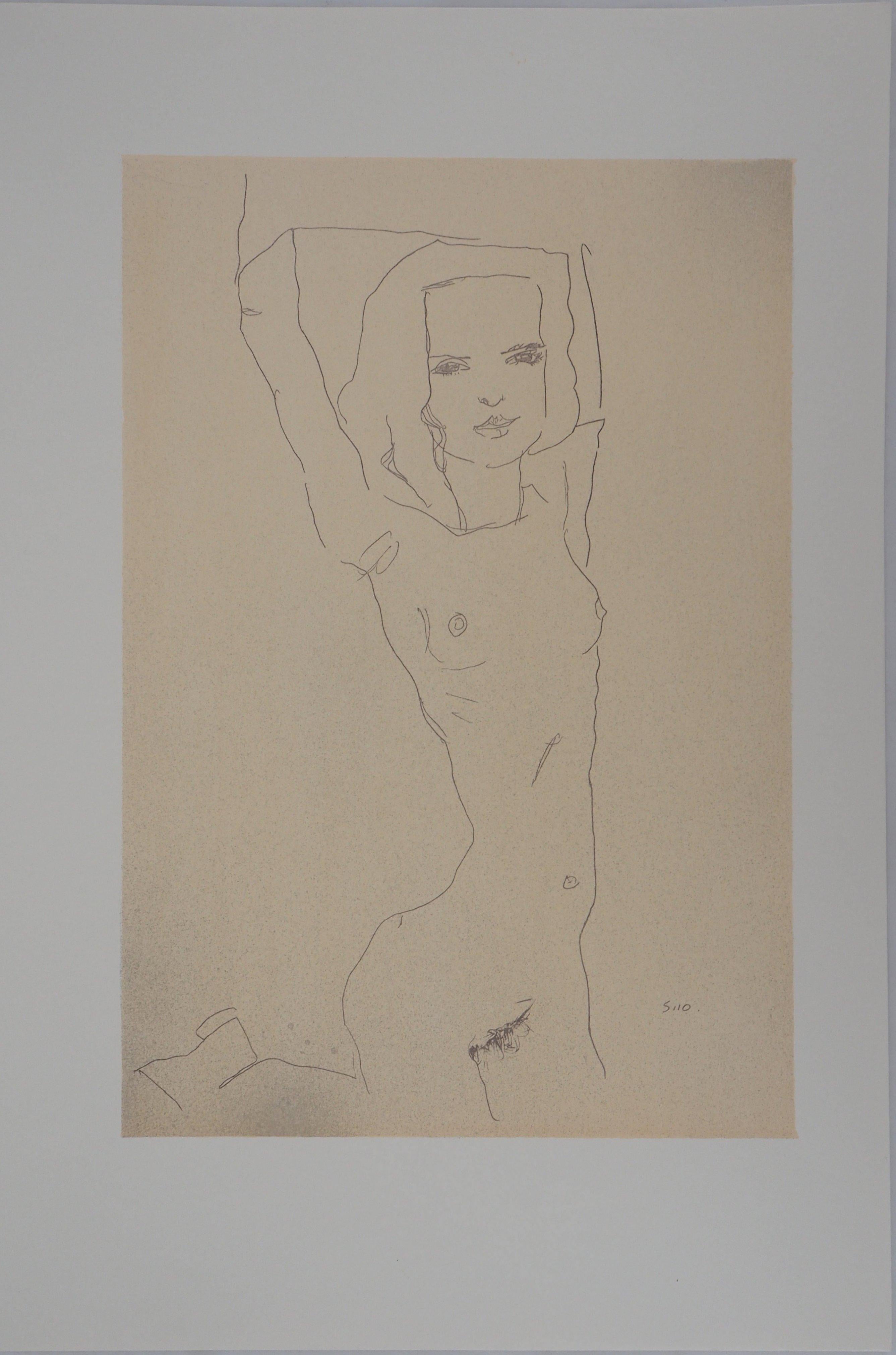 Stretching Woman - Lithograph (Kallir #D579) - Print by (after) Egon Schiele