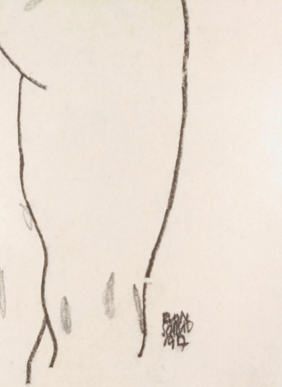 Weiblicher Rückenakt - Original Lithographie nach Egon Schiele – Print von (after) Egon Schiele