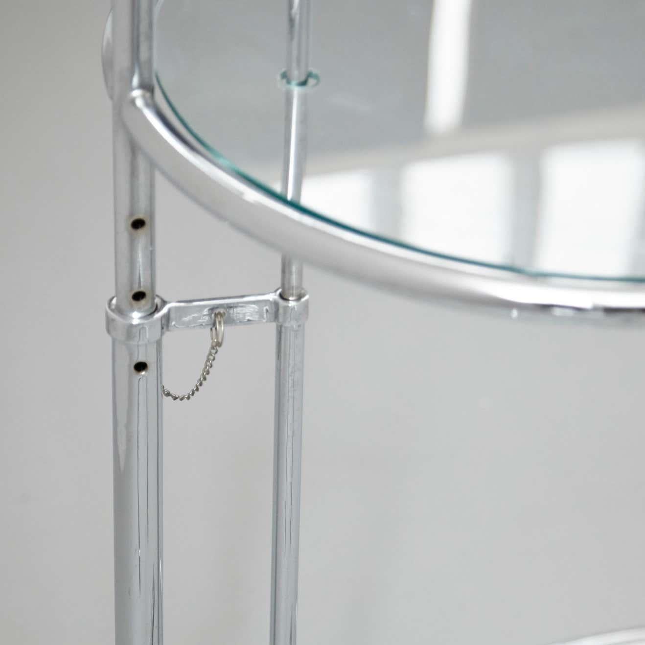 After Eileen Gray Pair of E1027 Side Tables, Glass and Tubular Steel, circa 1970 12