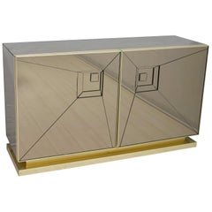After Ello Furniture Mid-Century Modern Mirrored Credenza Cabinet
