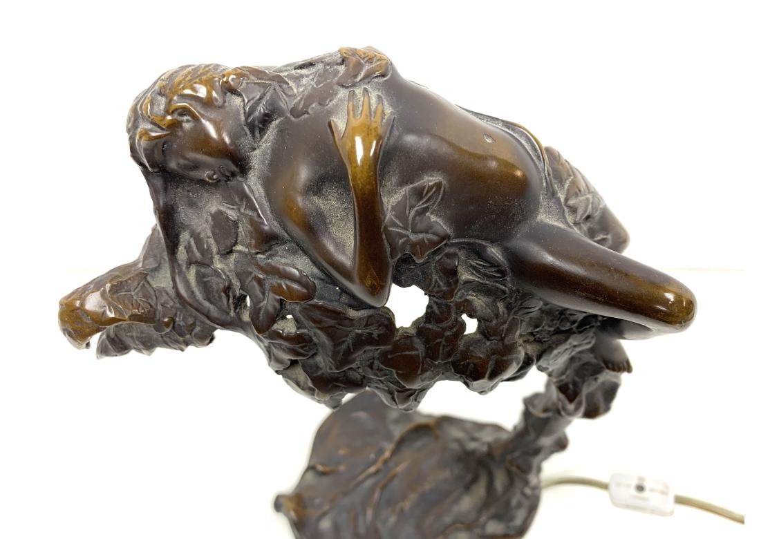 After Emil Thomasson Bronze Art Nouveau Figural Nude Lamp For Sale 2
