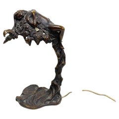 Nach Emil Thomasson Bronze Jugendstil Figurale Nackte Lampe