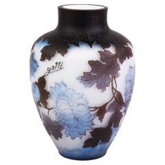 After Emile Galle Pate de Verre Flowers Floral Cameo Baluster Vase