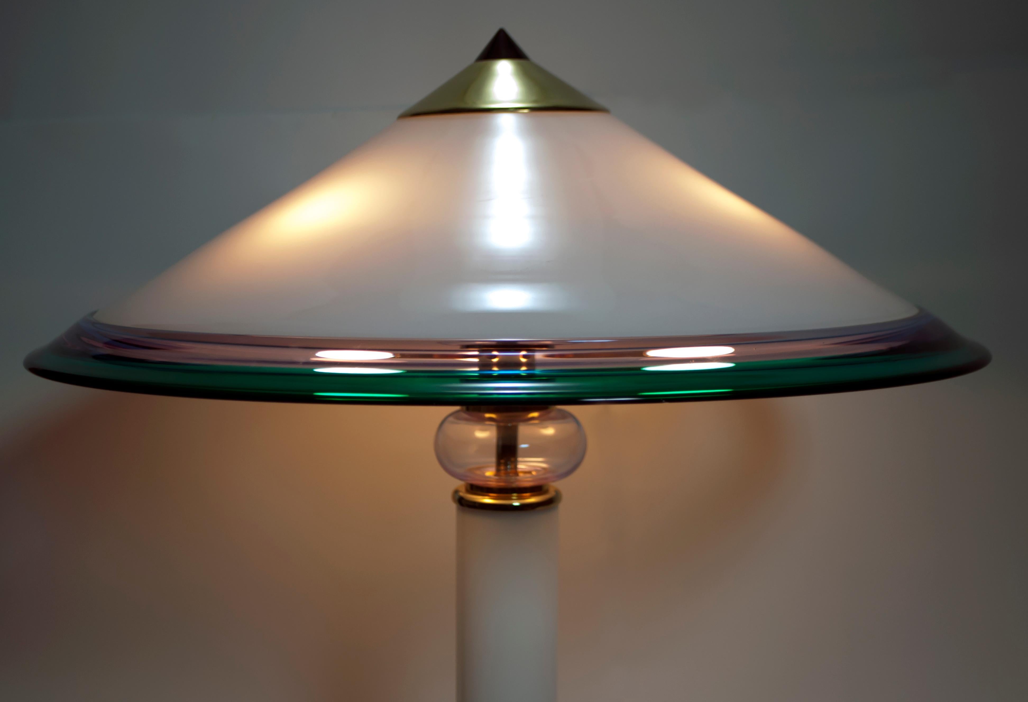 After Ettore Sottsass Italian Murano Glass Table Lamp, 1980s In Good Condition In Puglia, Puglia