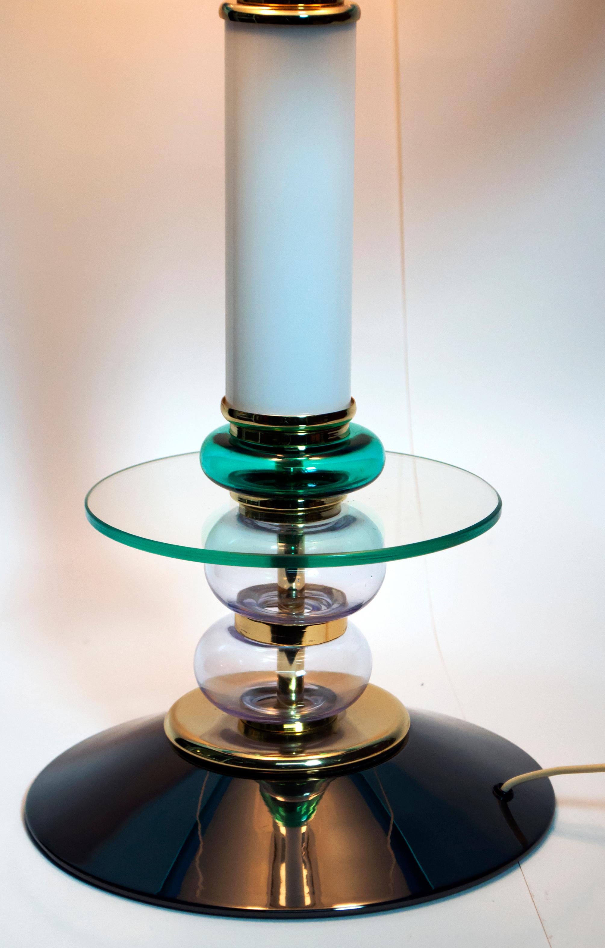 Late 20th Century After Ettore Sottsass Italian Murano Glass Table Lamp, 1980s
