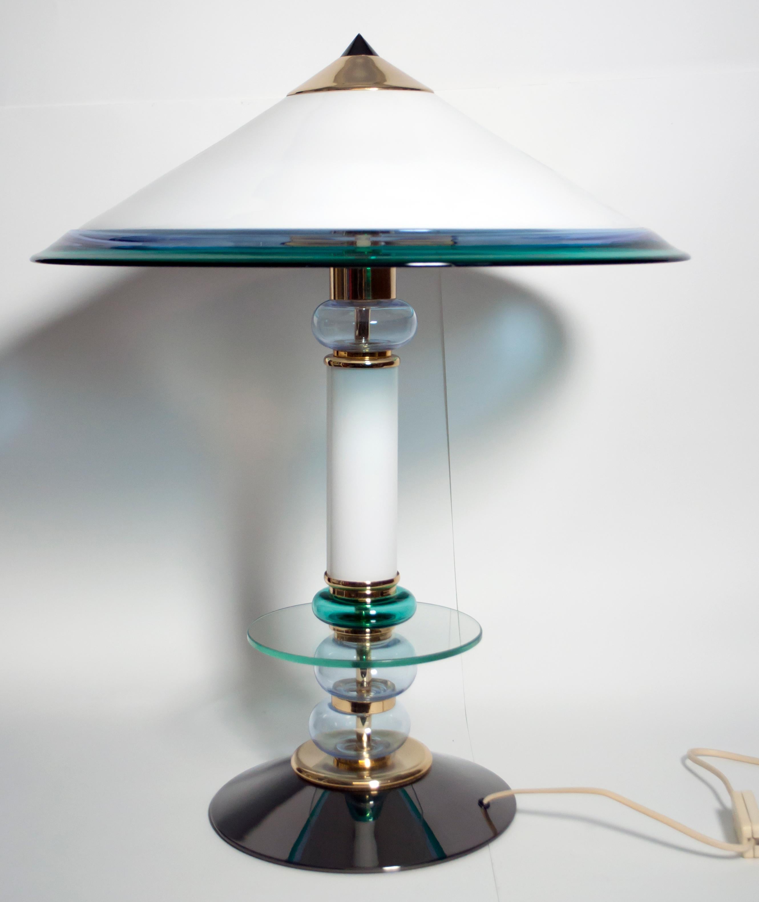 After Ettore Sottsass Italian Murano Glass Table Lamp, 1980s 1