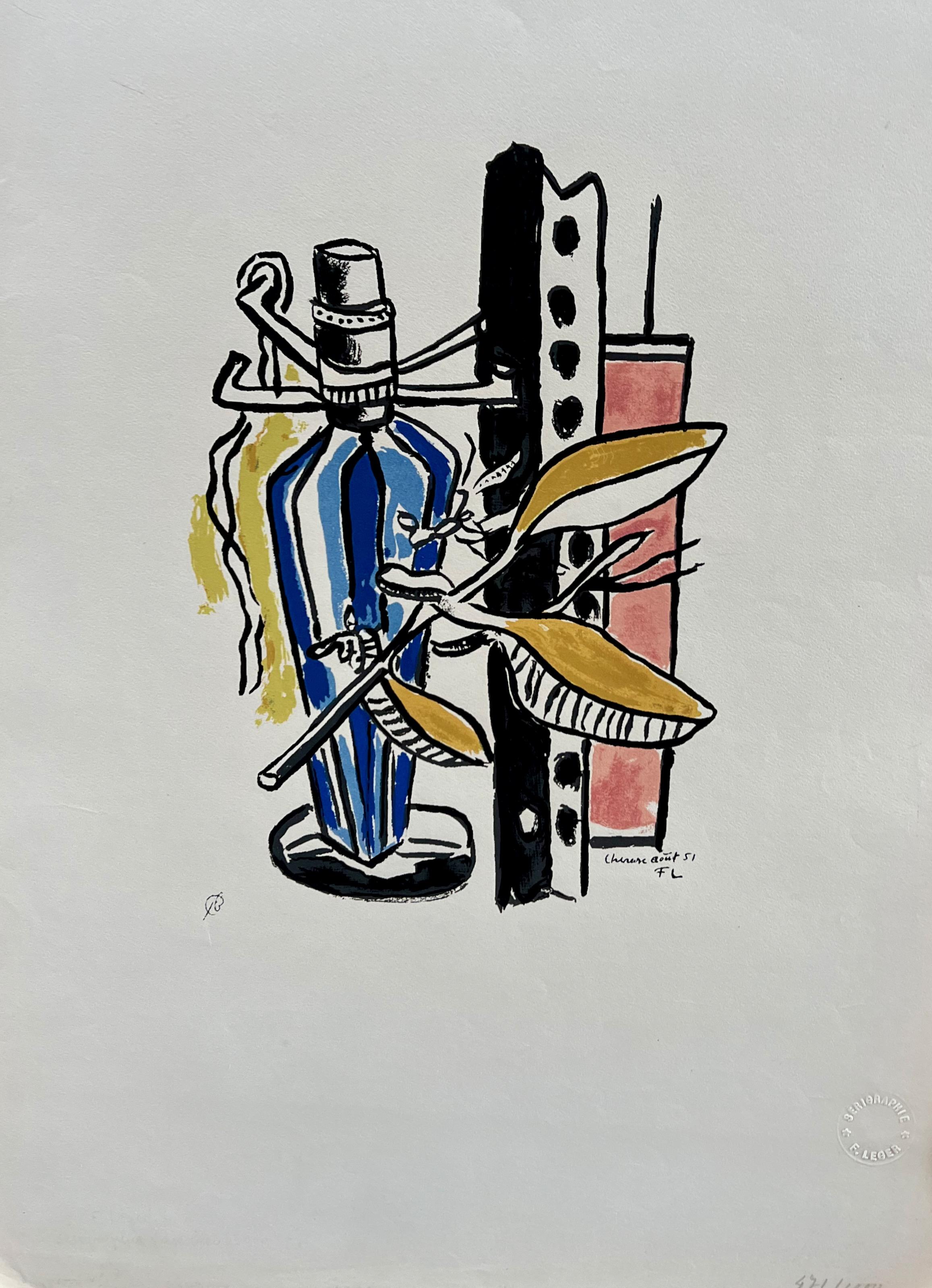 (after) Fernand Léger Abstract Print - Composition a la bouteille bleue