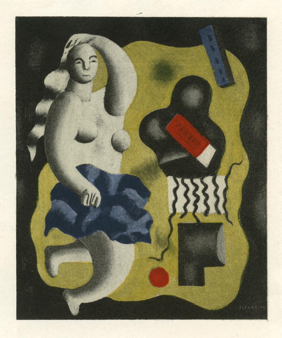 "Composition avec figure" pochoir - Print by (after) Fernand Léger