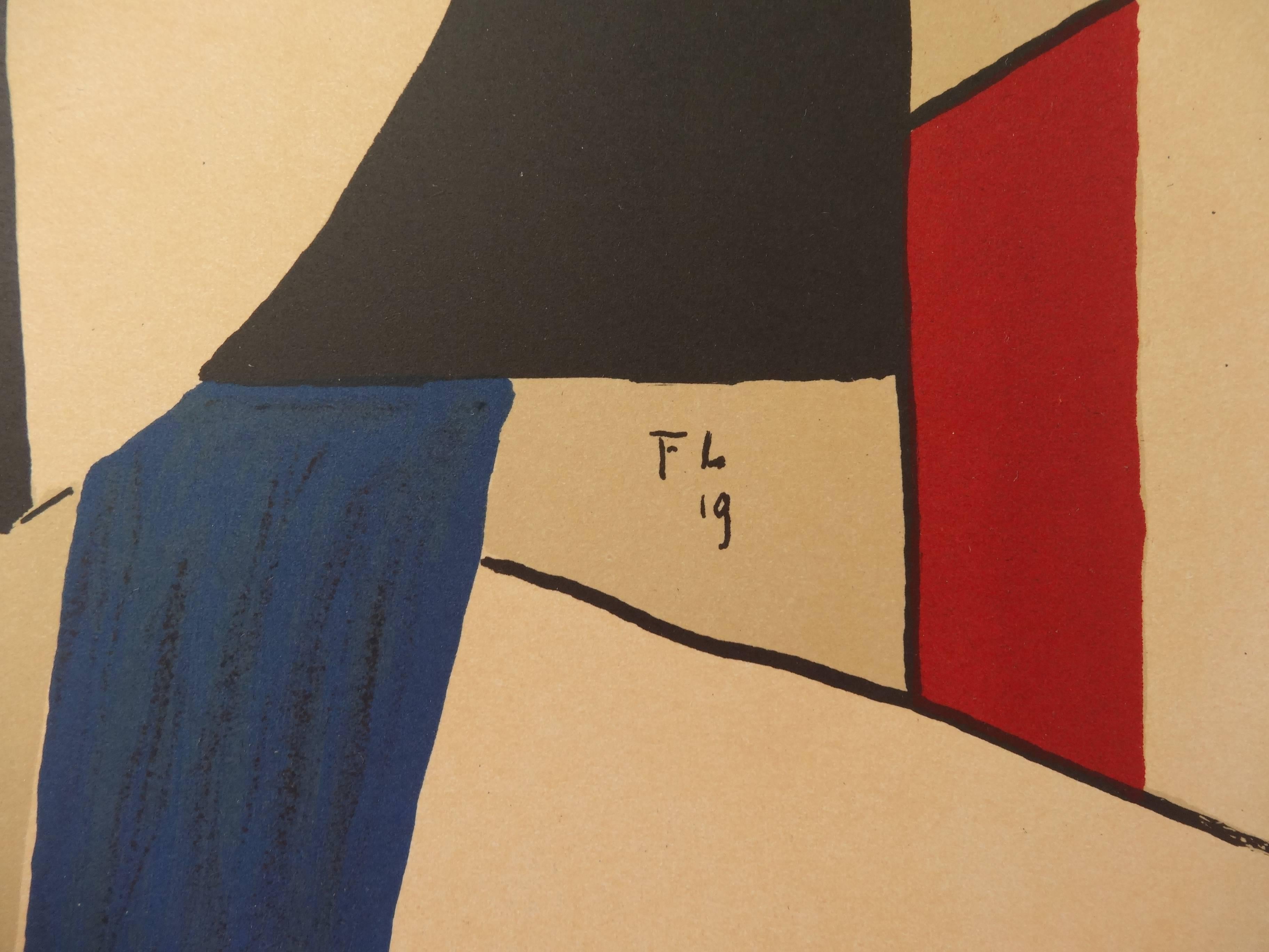 Cubist Guitar - Lithograph poster - Berggruen / Mourlot 1979 - Print by (after) Fernand Léger