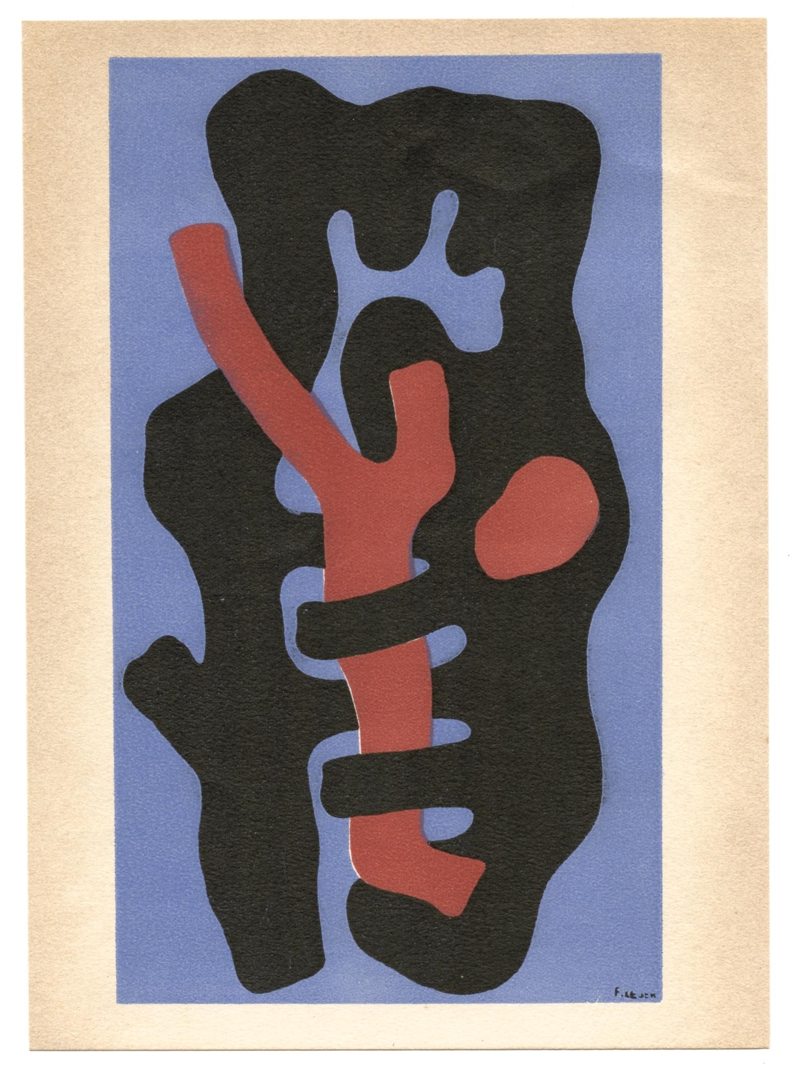 "Elements sur un fond bleu" lithograph - Print by (after) Fernand Léger