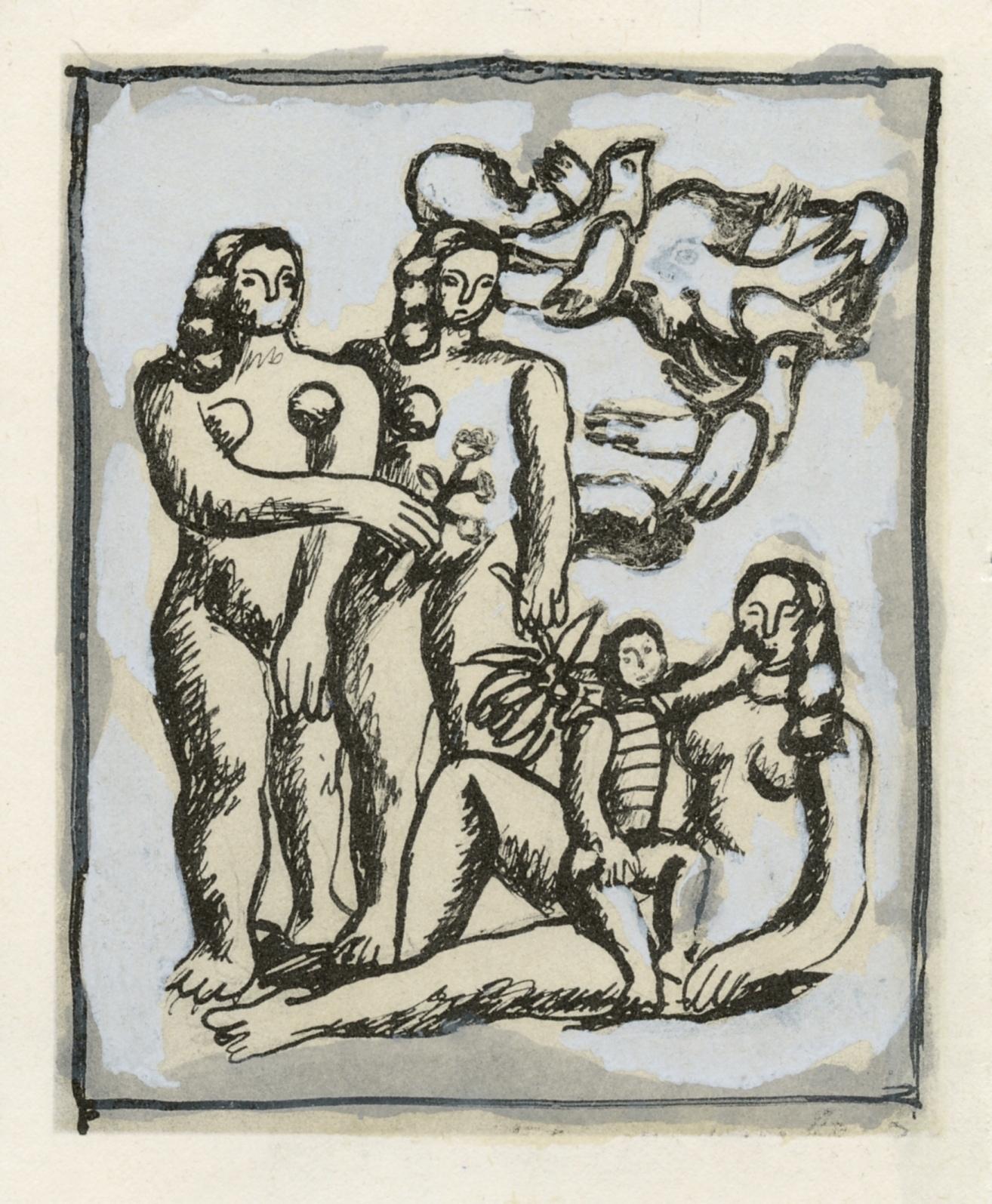 "Esquisse pour les trois soeurs" pochoir - Print by (after) Fernand Léger