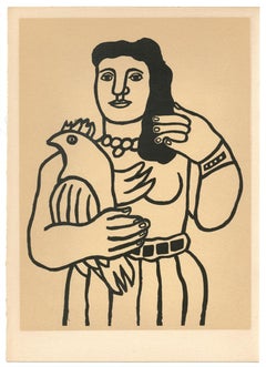 "Litografía "Femme à l'oiseau