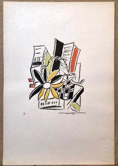 Fernand Leger Colorful Modernist Drawing Limited Edition Serigraph Lithograph