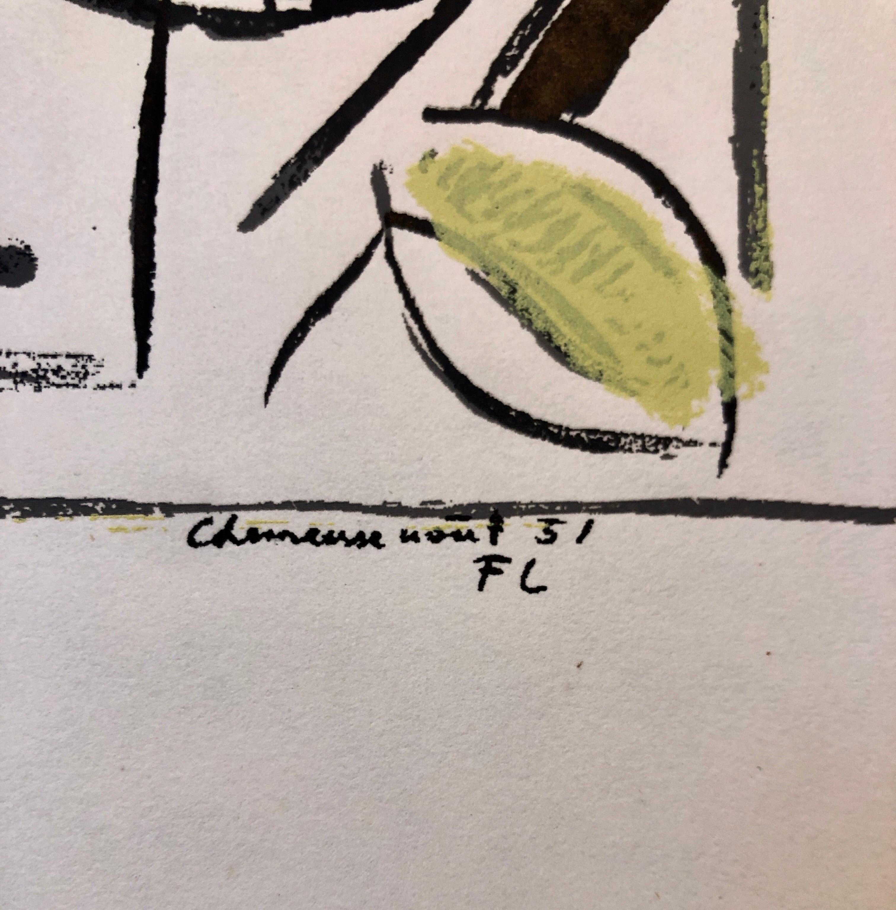 Fernand Leger Bunte modernistische Zeichnung, limitierte Auflage, Serigraphie-Lithographie, Lithographie (Moderne), Print, von (after) Fernand Léger