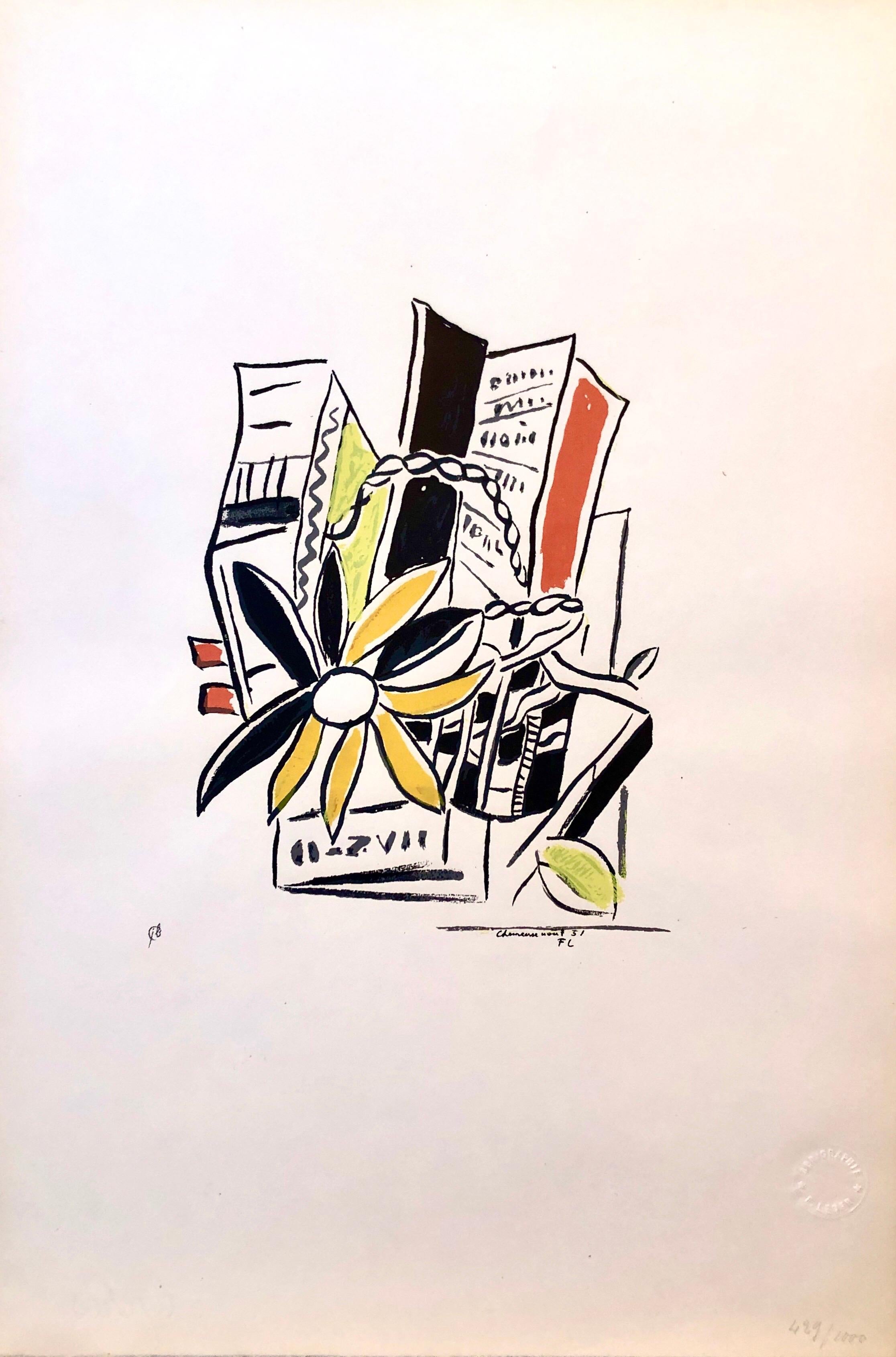Serigraph, from ''Album of Ten Serigraphs'' (1954-55), by Fernand Leger (French 1881-1955), signed and dated in plate lower right, printed by Jean Bruller, distributed by Galerie International de la Gravure, Paris (Sapphire E8), sheet: 22''H x