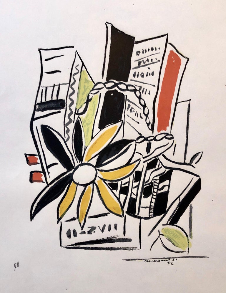 after) Fernand Léger - Fernand Leger Colorful Modernist Drawing Limited  Edition Serigraph Lithograph For Sale at 1stDibs