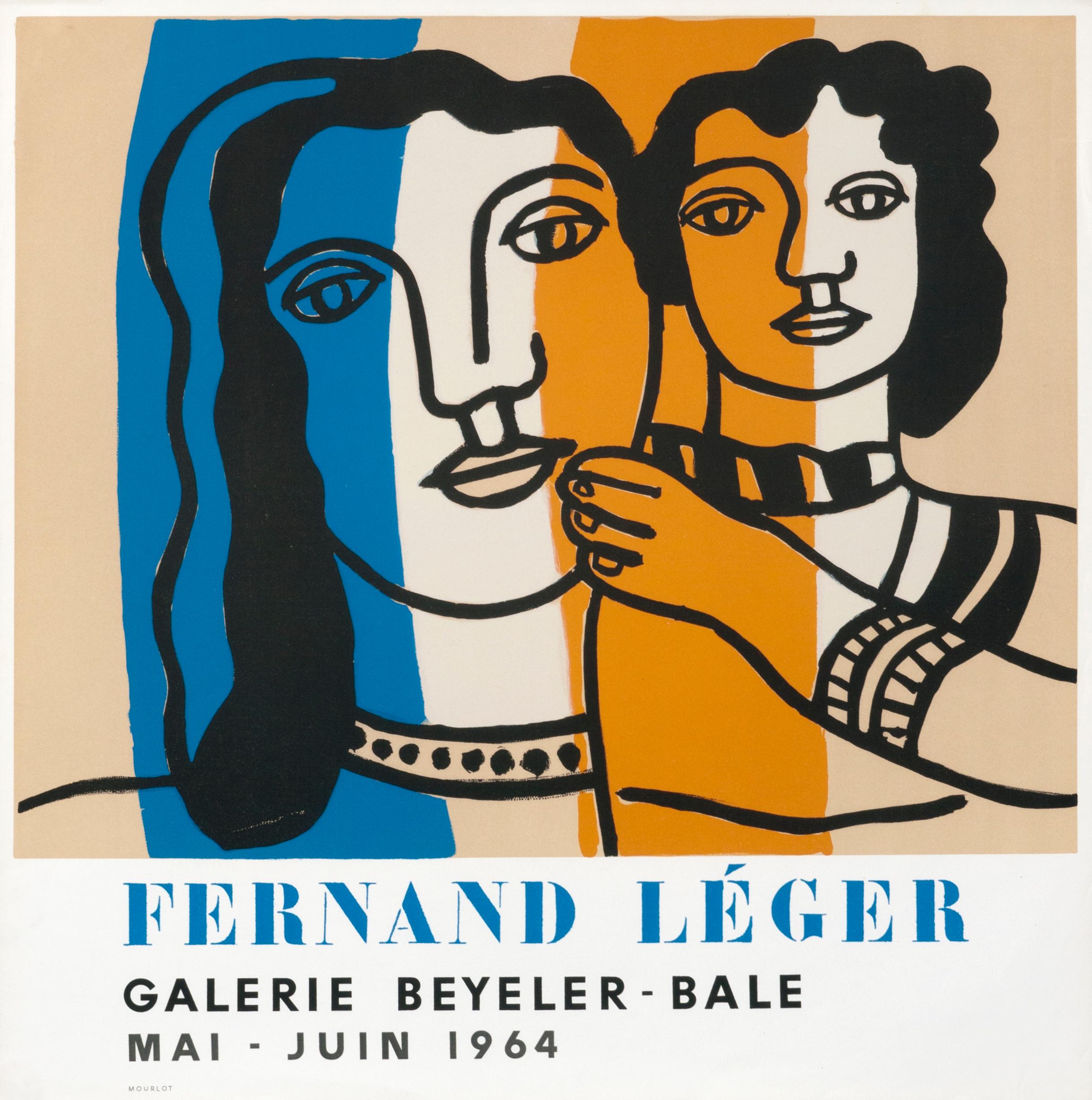 (after) Fernand Léger Figurative Print - "Fernand Leger - Galerie Beyeler - Bale" Exhibition Original Vintage Poster