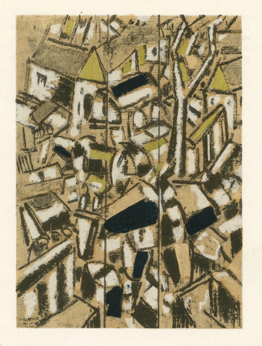 "Le chevaux dans le cantonnement" pochoir - Print by (after) Fernand Léger