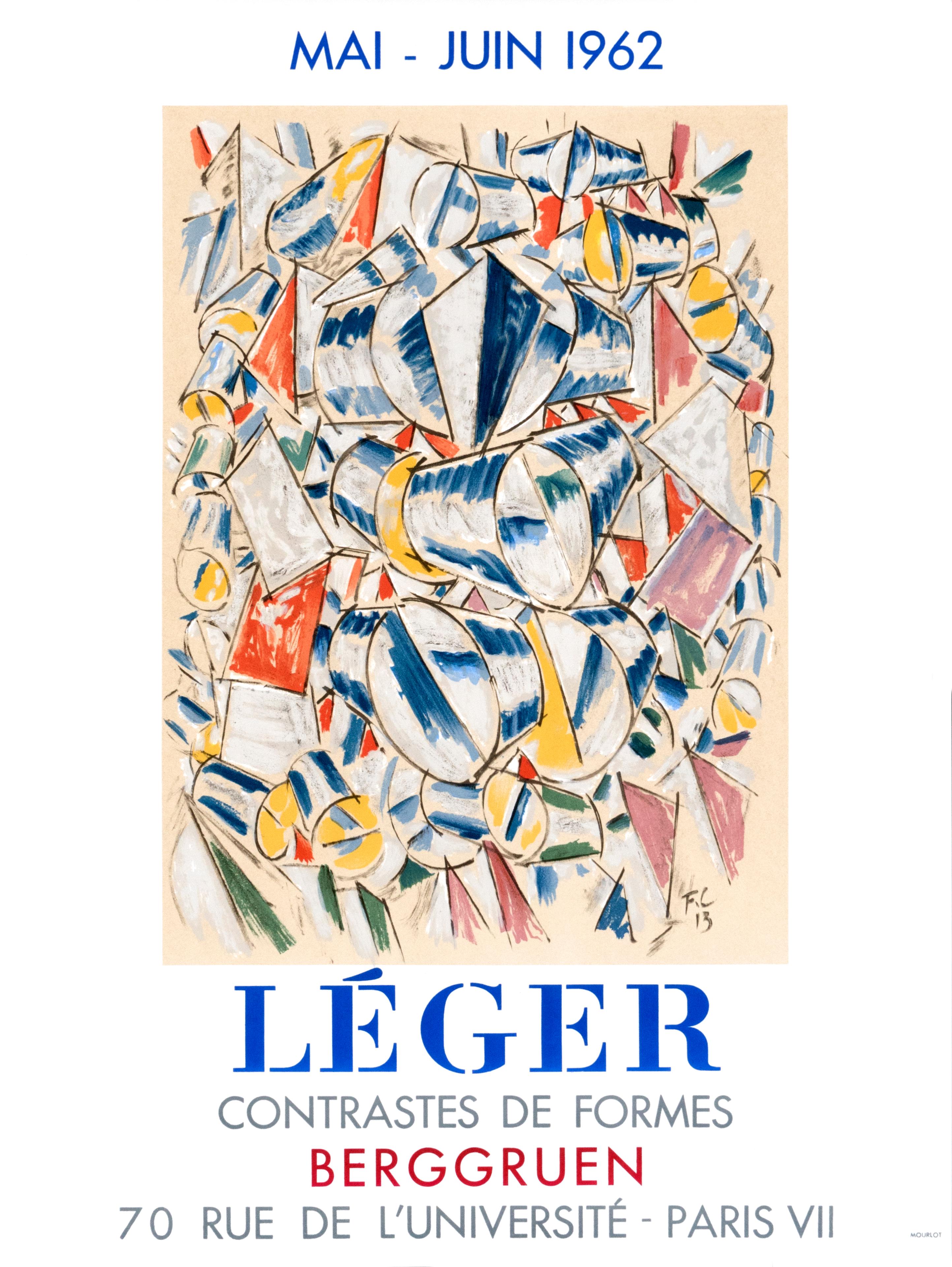 "Leger - Contrastes de Formes - Berggruen" Original Vintage Exhibition Poster - Print by (after) Fernand Léger