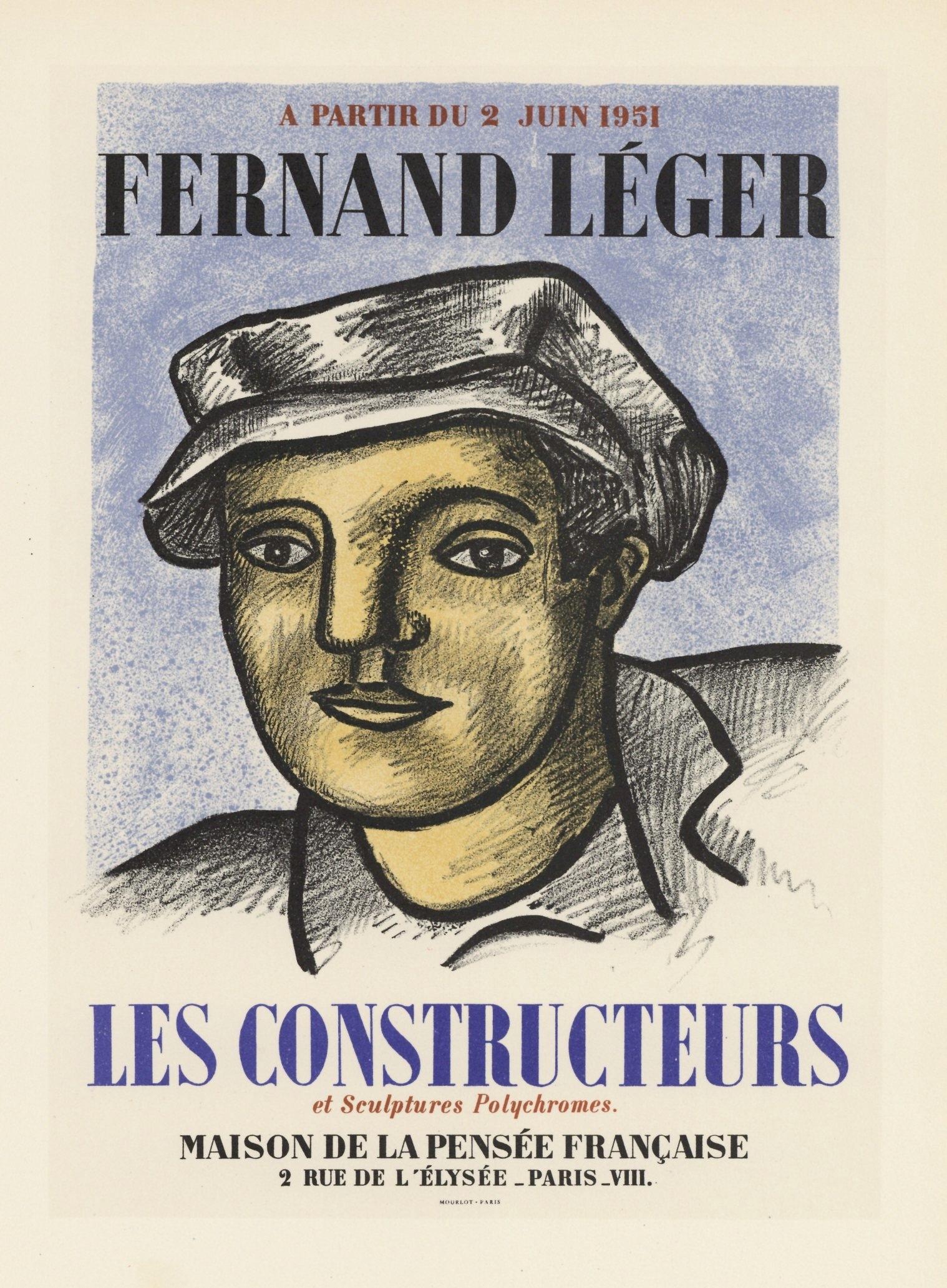 "Les Constructeurs" lithograph poster - Print by (after) Fernand Léger