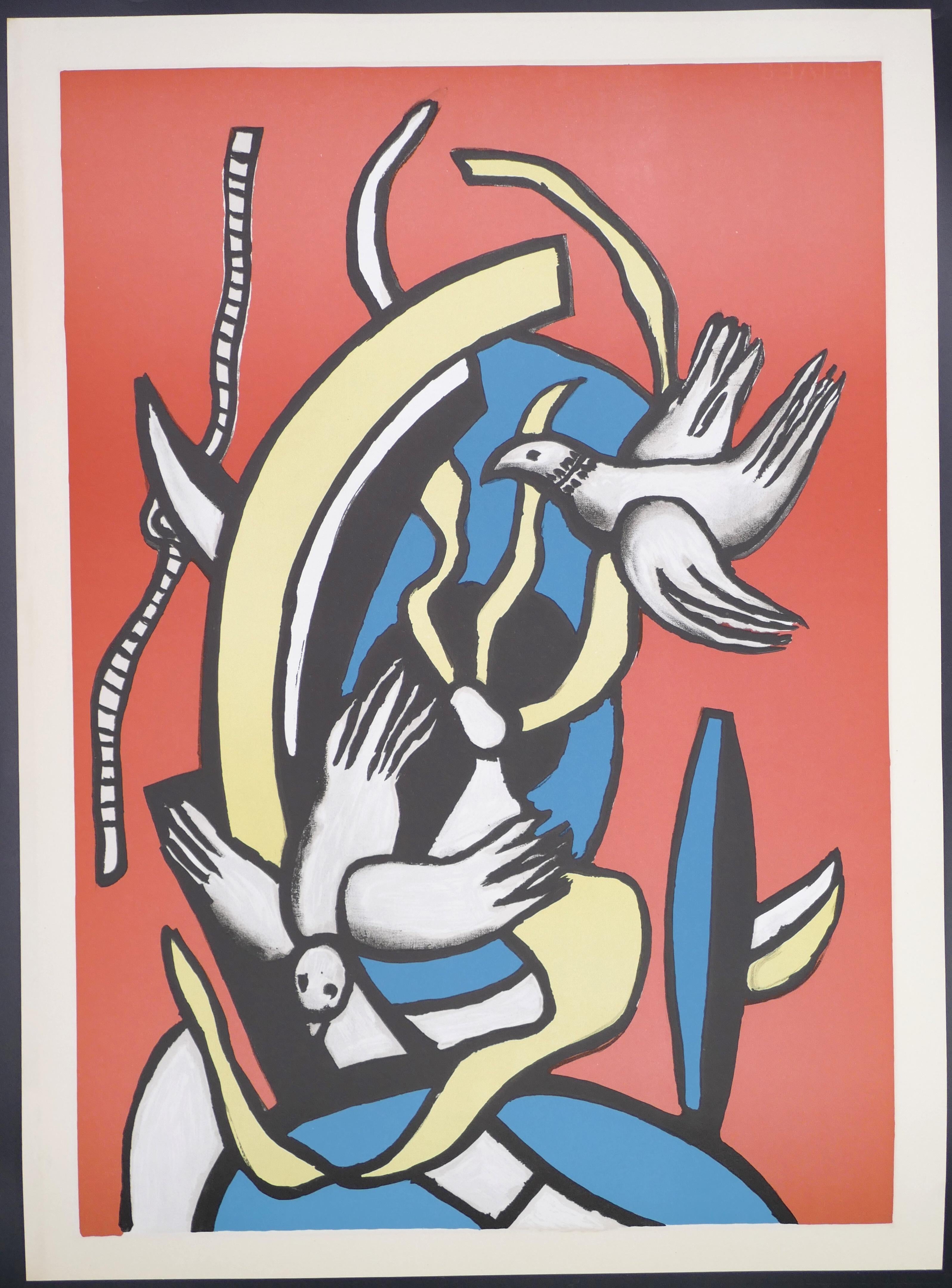 (after) Fernand Léger Figurative Print - Les Oiseaux - Lithograph after F. Léger - 1978