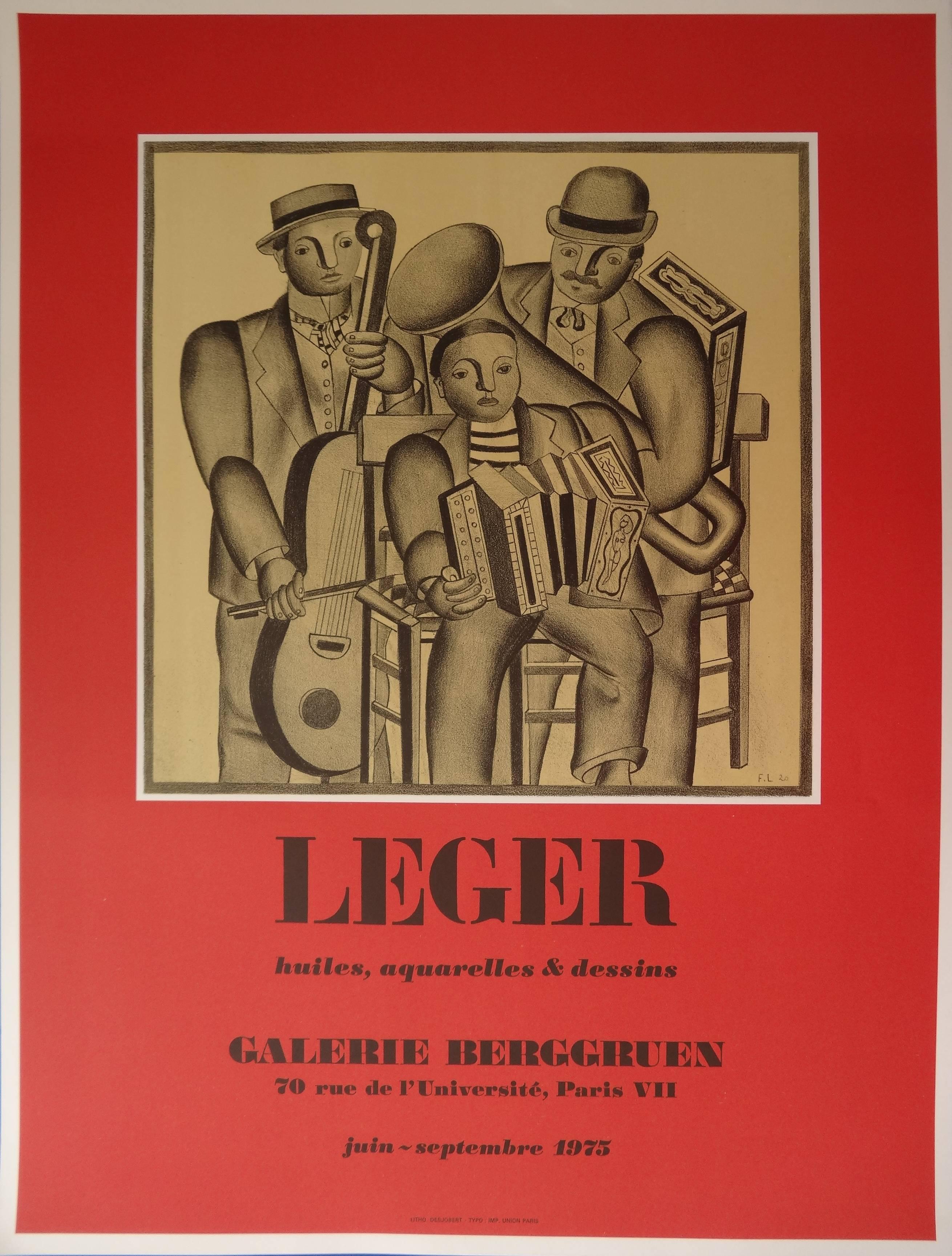 (after) Fernand Léger Figurative Print - Music : The Orchestra - Lithograph poster - Berggruen / Mourlot 1975